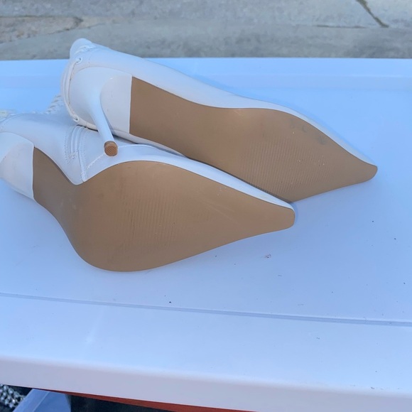 Lace Up Pointed Toe Stiletto Heel Ankle Boots White Fashion‎ - Picture 6 of 9